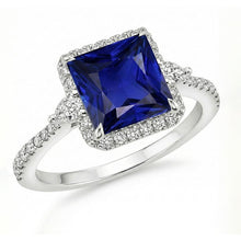 Afbeelding in Gallery-weergave laden, Edelsteen Ring 14K Witgoud met Royal Blue Saffier – vooraanzicht
