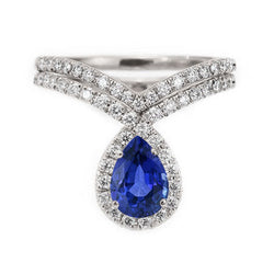 Puur Trouwset Blauwe Saffier Edelsteen Ring 3,50 karaat
