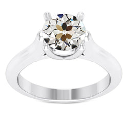 Antiek Cushion Briljant Enkele Steen Ring in 14K Witgoud – 2,50