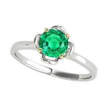 Afbeelding in Gallery-weergave laden, Smaragd Edelsteen Ring 2-karaat 14 Karaat Tweekleurig Goud – hoofdaanzicht
