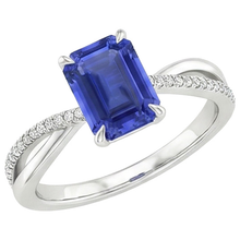 Afbeelding in Gallery-weergave laden, Gouden Blauwe Saffier &amp; Diamanten Ring Met Accenten Gedraaide Schacht 4 Karaat
