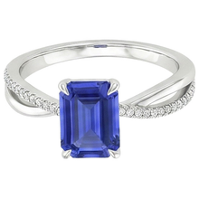 Afbeelding in Gallery-weergave laden, Gouden Blauwe Saffier &amp; Diamanten Ring Met Accenten Gedraaide Schacht 4 Karaat
