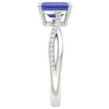 Afbeelding in Gallery-weergave laden, Gouden Blauwe Saffier &amp; Diamanten Ring Met Accenten Gedraaide Schacht 4 Karaat

