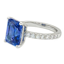 Afbeelding in Gallery-weergave laden, echte round saffier 3karaat ring profielweergave
