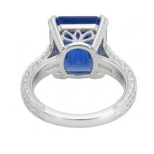 Afbeelding in Gallery-weergave laden, Gouden Natuurlijke uit de aarde gewonnen Diamanten Sieraden Prong Gezet Blauwe Saffier Ring 5 Karaat Milgrain
