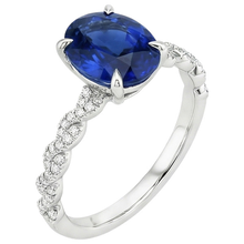 Afbeelding in Gallery-weergave laden, Gouden Edelsteen Ring Ovale Blauwe Saffier &amp; Pave Set Diamanten 3,50 Karaat

