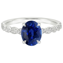 Afbeelding in Gallery-weergave laden, Gouden Edelsteen Ring Ovale Blauwe Saffier &amp; Pave Set Diamanten 3,50 Karaat
