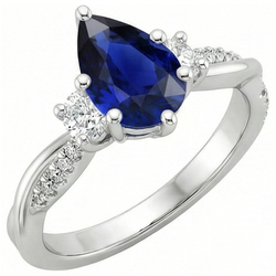 Gouden Edelsteen Ring Peer Blauwe Saffier & Ronde Diamanten 5,50 Karaat