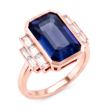 Afbeelding in Gallery-weergave laden, Gouden Edelsteen Ring Smaragd Saffier &amp; Baguette Diamanten 3,50 Karaat
