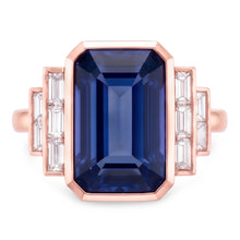 Afbeelding in Gallery-weergave laden, Gouden Edelsteen Ring Smaragd Saffier &amp; Baguette Diamanten 3,50 Karaat
