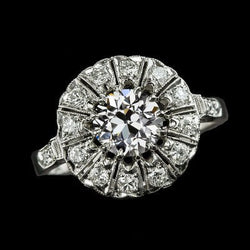 Gouden Halo Trouwring Rond uit de aarde gewonnen Diamant Oud Europees Geslepen 3.25 Karaat