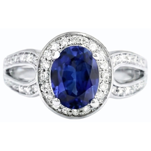 Afbeelding in Gallery-weergave laden, echte round saffier 4karaat ring profielweergave
