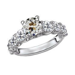 Gouden Ronde Oud Slijpsel Natuurlijke uit de aarde gewonnen Diamanten Ring Gedeelde Zetting 8 Karaat