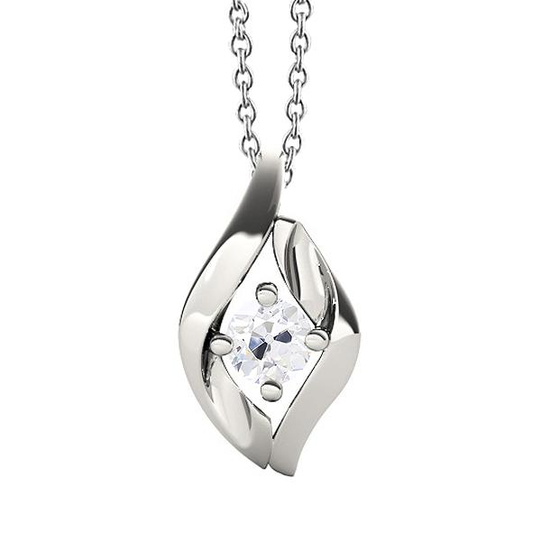 Gouden Solitaire Echt Diamanten Hanger Rond Old Miner Prong Set 1 Karaat