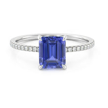 Afbeelding in Gallery-weergave laden, echte round saffier 3.50karaat ring close-up detail
