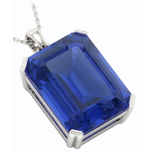 Afbeelding in Gallery-weergave laden, IGI GECERTIFICEERDE Gouden Solitaire Hanger Smaragd Ceylon Kleur Saffier Met Oogje 5.50 Karaat
