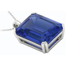 Afbeelding in Gallery-weergave laden, IGI GECERTIFICEERDE Gouden Solitaire Hanger Smaragd Ceylon Kleur Saffier Met Oogje 5.50 Karaat

