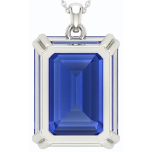 Afbeelding in Gallery-weergave laden, IGI GECERTIFICEERDE Gouden Solitaire Hanger Smaragd Ceylon Kleur Saffier Met Oogje 5.50 Karaat
