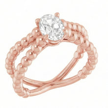 Afbeelding in Gallery-weergave laden, Gouden Solitaire Ring Old Mine Cut Natuurlijke uit de aarde gewonnen Diamant Kralen Stijl 3 Karaat
