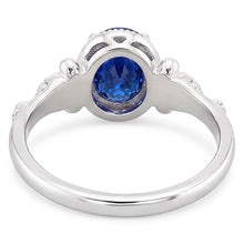 Afbeelding in Gallery-weergave laden, Gouden Solitaire ovale blauwe saffier ring antieke stijl 2 karaat
