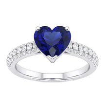 Afbeelding in Gallery-weergave laden, Gouden blauwe saffier edelsteen ring 4 karaat meerdere rijen pave set Natuurlijke echte diamant ( niet in het laboratorium gekweekt )en
