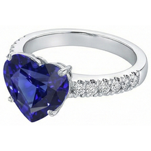 Afbeelding in Gallery-weergave laden, Gouden Natuurlijke echte diamant ( niet in het laboratorium gekweekt )en ring hartvormige blauwe saffier edelsteen 5 karaat

