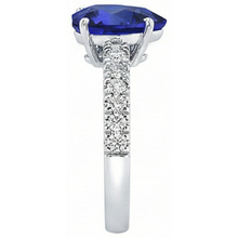 Afbeelding in Gallery-weergave laden, Gouden Natuurlijke echte diamant ( niet in het laboratorium gekweekt )en ring hartvormige blauwe saffier edelsteen 5 karaat
