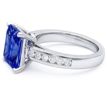 Afbeelding in Gallery-weergave laden, Gouden jubileum blauwe saffier ring 4 karaat kanaalset Natuurlijke echte diamant ( niet in het laboratorium gekweekt )en
