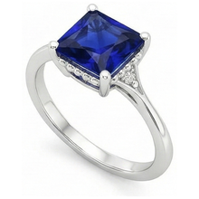 Afbeelding in Gallery-weergave laden, Gouden Ring met 3 uit de a aarde gewonnen Diamanten &amp; Blauwe Saffier met Gespleten Band 5.25 Karaat
