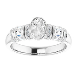 Gouden Baguette & Ovale Oude Mijnwerker Echte Natuurlijke uit de aarde gewonnen Diamanten Ring Kastzetting 6.25 Karaat