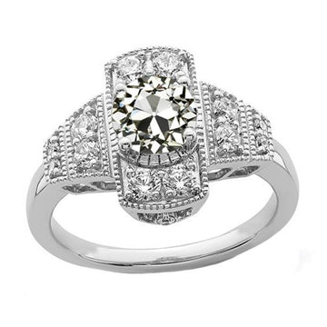 Gouden Halo Ronde Oude Europese Echt Diamanten Ring Dames Sieraden 2.75 Karaat