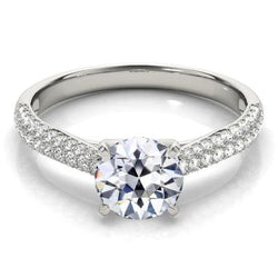 Gouden Oud Mijn Slijpsel Echte Natuurlijke uit de a aarde gewonnen Diamanten Ring Dubbele Rij Pavé Gezette Sieraden 4.50 Karaat