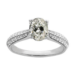Gouden Ronde & Ovale Oud Mijn Slijpsel Natuurlijke uit de aarde gewonnen Diamanten Jubileumring 4 Karaat