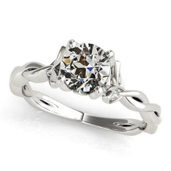 Gouden Ronde Oud Slijpsel Natuurlijke uit de aarde gewonnen Diamanten Ring met Klauwzetting in Oneindigheidsstijl 2.50 Karaat