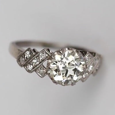 Gouden Ronde Oude Mijn Geslepen Echt Diamanten Ring Gespleten Schacht 2,25 Karaat