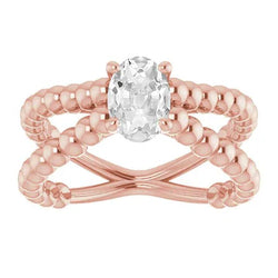 Gouden Solitaire Ring Old Mine Cut Natuurlijke uit de aarde gewonnen Diamant Kralen Stijl 3 Karaat