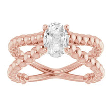 Afbeelding in Gallery-weergave laden, Gouden Solitaire Ring Old Mine Cut Echt Diamond Beaded Style 3 Karaat
