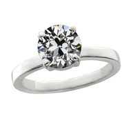 Gouden Solitaire Ring Rond Old Mine Cut Echt Diamond 4 Prong Set 2 Karaat