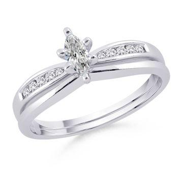 Gouden Verlovingsring Oude Europese Markiezin Echt Diamanten Ring Set 1,75 Karaat