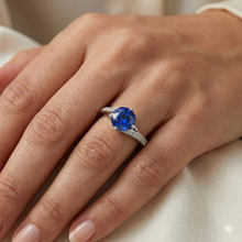 Afbeelding in Gallery-weergave laden, echte round diamant 3karaat ring met diamantaccenten
