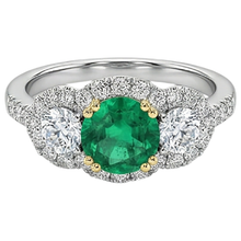 Afbeelding in Gallery-weergave laden, Fijne Smaragd Edelsteen Ring – hoekaanzicht
