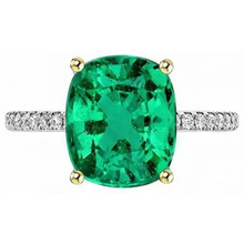 Afbeelding in Gallery-weergave laden, Colombiaanse Smaragd Edelsteen Ring 4 karaat Bicolor 14K Goud – vooraanzicht
