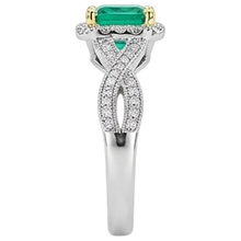 Afbeelding in Gallery-weergave laden, Fijne Smaragd Edelsteen Ring 2,50-karaat Bicolor 14K Goud – bovenaanzicht

