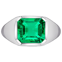 Afbeelding in Gallery-weergave laden, Asscher Fijne Smaragd ring in 14K Witgoud – zijaanzicht
