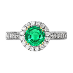 Colombiaanse Smaragd Edelsteen Ring – Pavé 2,50 karaat Bicolor