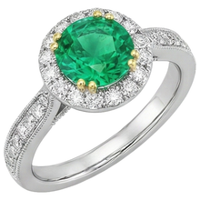 Afbeelding in Gallery-weergave laden, Edelsteen Ring Bicolor 14K Goud met Colombiaanse Smaragd – zijaanzicht
