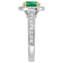 Afbeelding in Gallery-weergave laden, Edelsteen Ring Bicolor 14K Goud met Colombiaanse Smaragd – achteraanzicht
