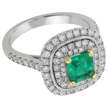 Afbeelding in Gallery-weergave laden, Smaragd Slijpvorm Smaragd ring in Tweekleurig 14K Goud – vooraanzicht

