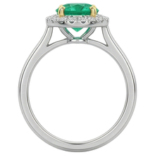 Afbeelding in Gallery-weergave laden, Rond Geslepen Fijne Smaragd ring in Tweekleurig 14K Goud – achteraanzicht

