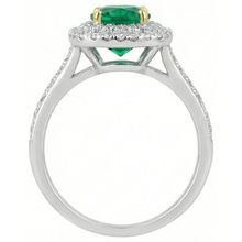 Afbeelding in Gallery-weergave laden, Smaragd Gekleurde Steen Ring 2 karaat Bicolor 14K Goud – profielaanzicht
